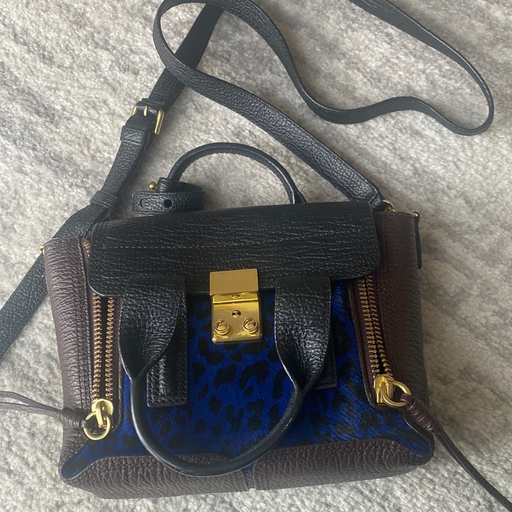 3.1 Phillip LIm Pashto mini satchel in navy/choco